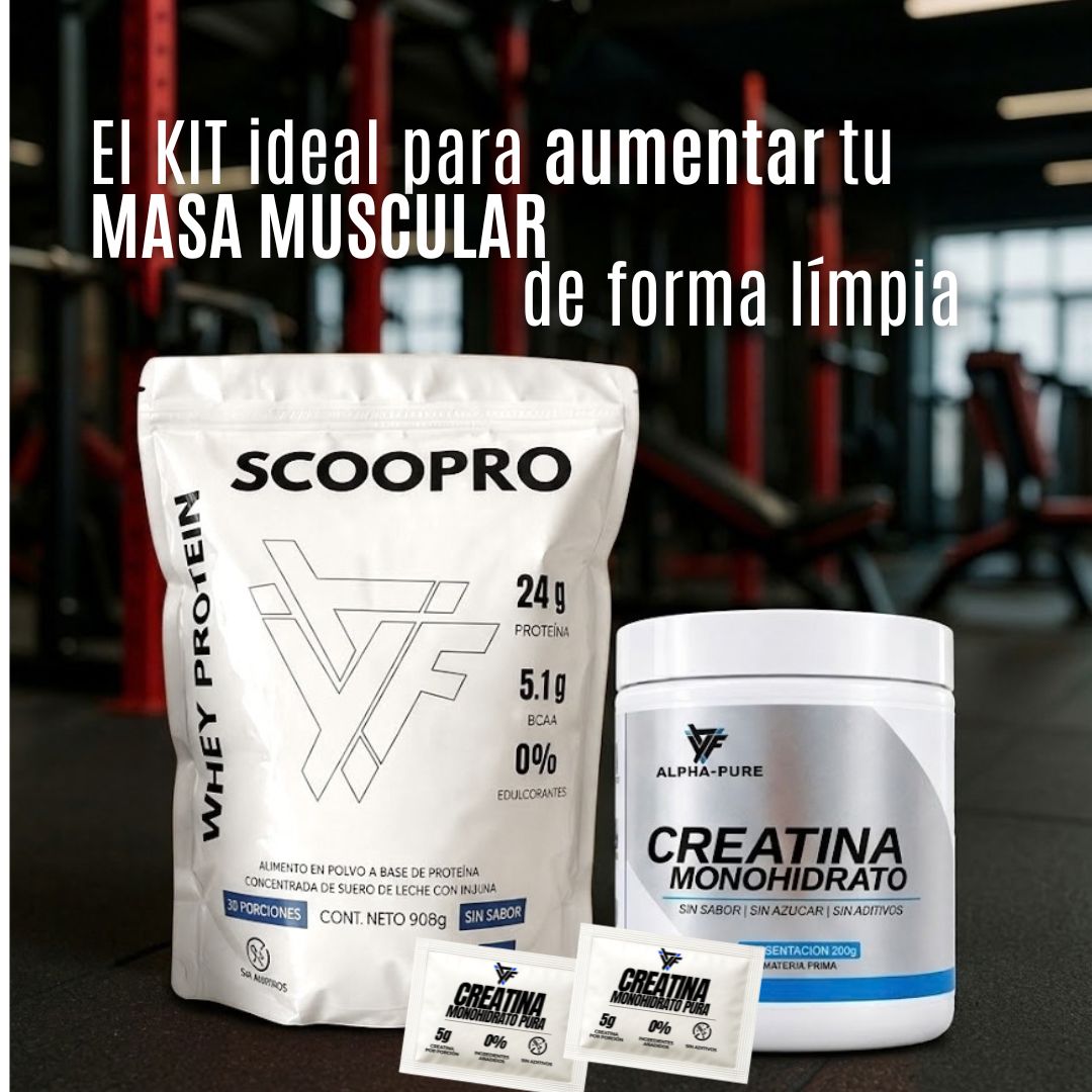 KIT GANANCIA MUSCULAR| PROTEÍNA 2lb+ CREATINA 200g